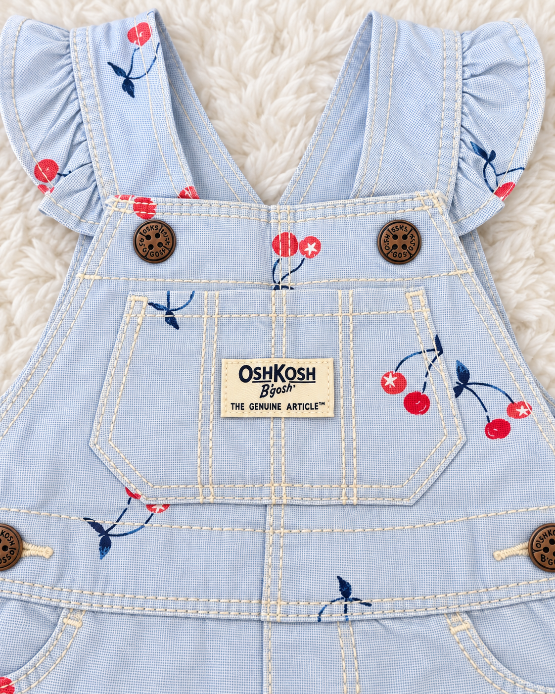 OshKosh B'gosh cherry print jumper dress front detail