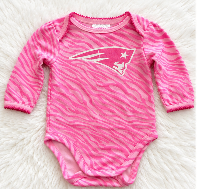 New England Patriots pink zebra baby bodysuit, size 6-12 months