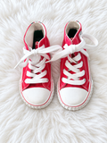 Front view of red P.F. Flyers toddler high tops