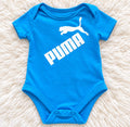 PUMA blue logo baby bodysuit, size 0-3 months