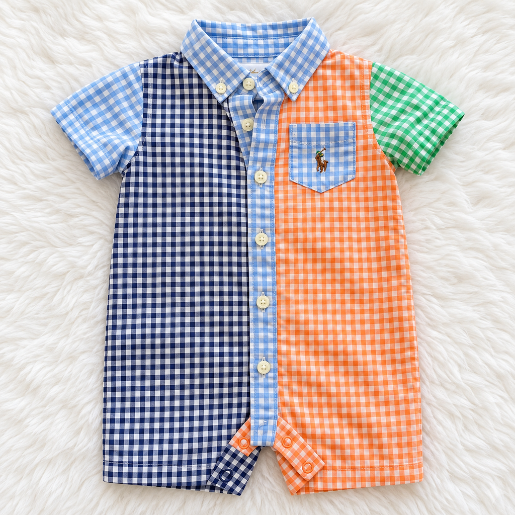 Ralph Lauren multicolor gingham baby romper, size 3 months