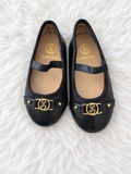 Front view of black Sam & Libby toddler flats