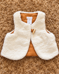 Tahari cream faux fur baby vest size 12 months front view