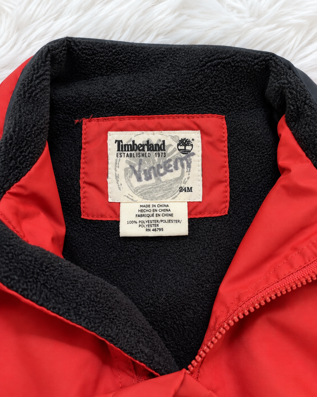 Timberland size 24 months garment label
