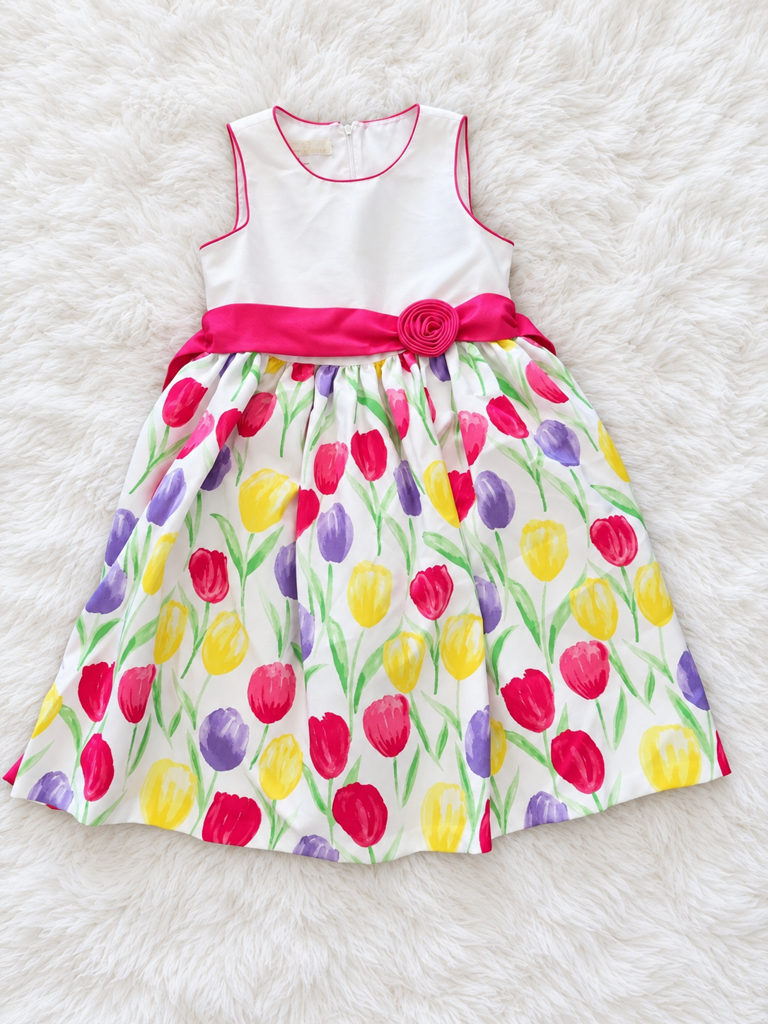 Front of girls size 8 tulip print dress