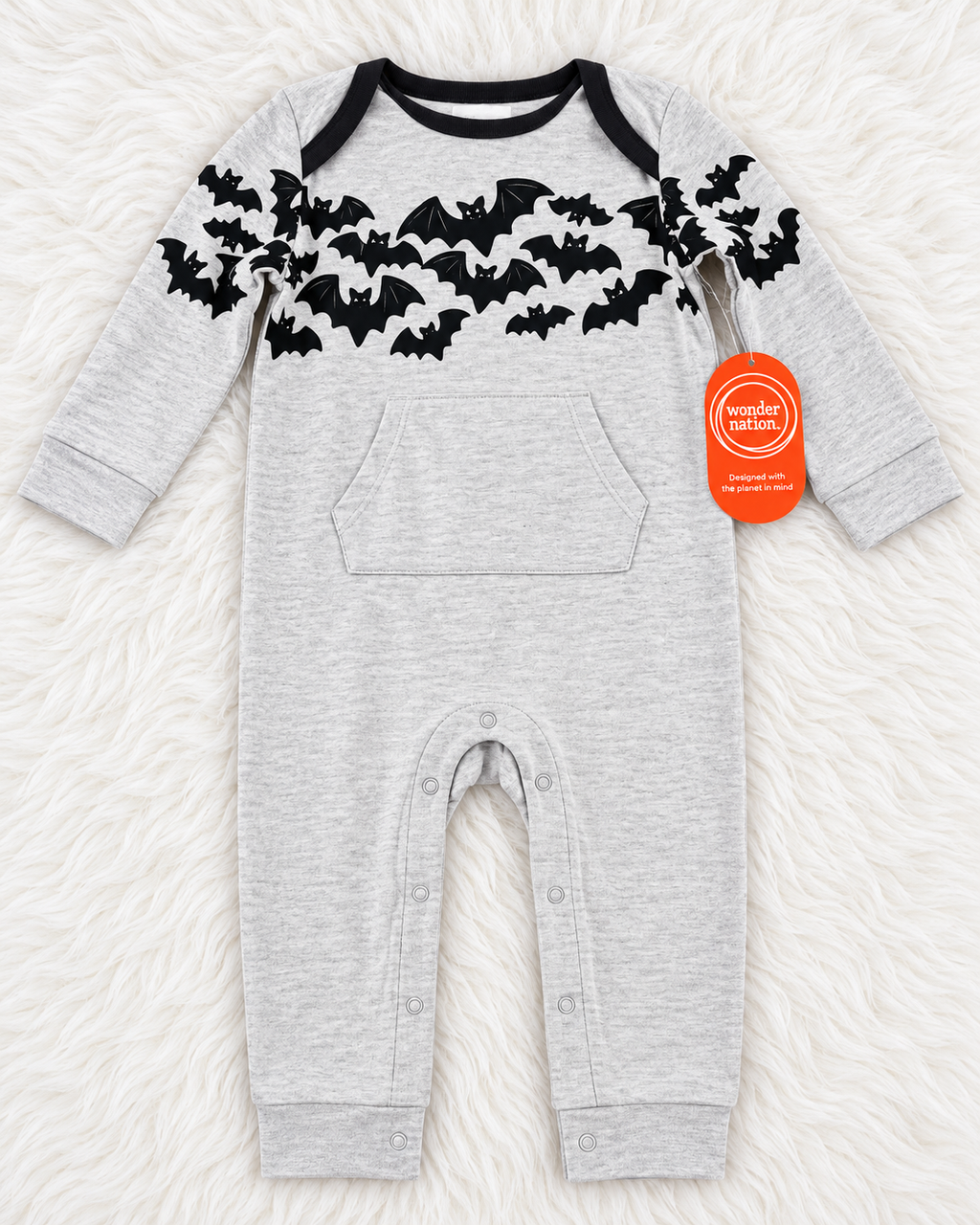 Wonder Nation gray Halloween bat romper size 18 months
