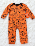 Wonder Nation orange Halloween pumpkin romper, size 18 months